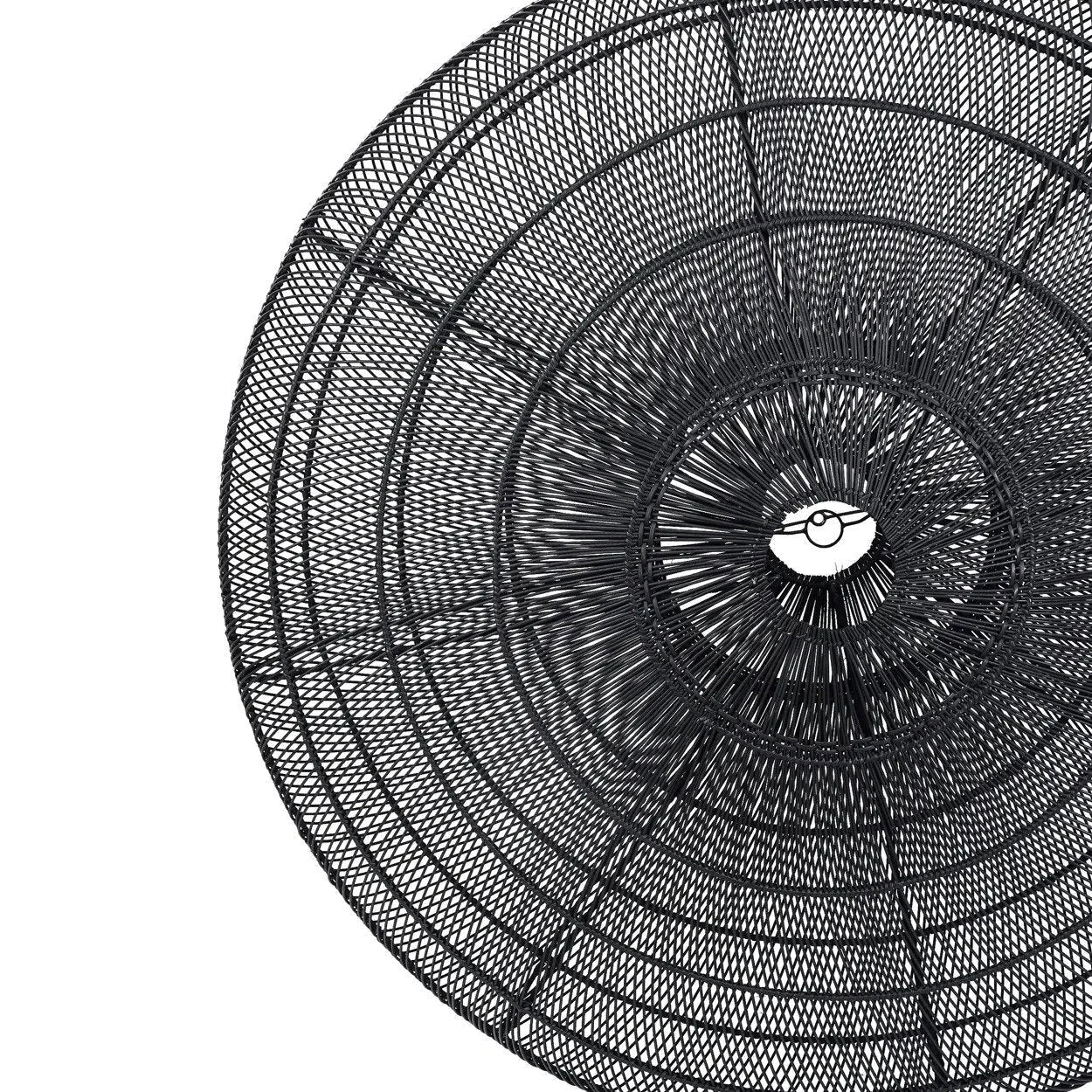 Abat-jour suspendu en rotin noir rond en métal tissé de 150 cm de diamètre