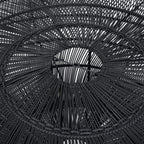 Abat-jour en rotin noir tissé pour suspension disque ajouré en rotin XL Ø150 cm
