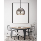 Suspension en nickel avec dôme en argent martelé pour un éclairage moderne