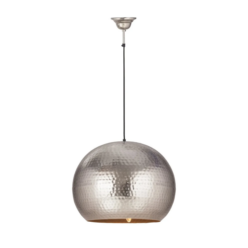 Suspension dôme en métal martelé argenté et doré – Ø47 cm