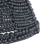 Suspension dôme en perles de bois noir mat Ø48 cm, billes rondes lisses texturées
