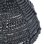 Suspension dôme en perles de bois noir mat enroulées, Ø48 cm