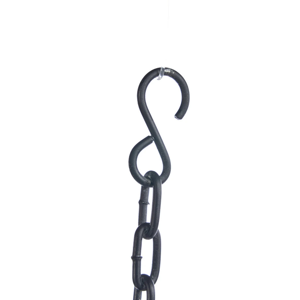 Chaîne en S de métal noir mat pour suspension dôme en perles de bois noir – Ø48 cm