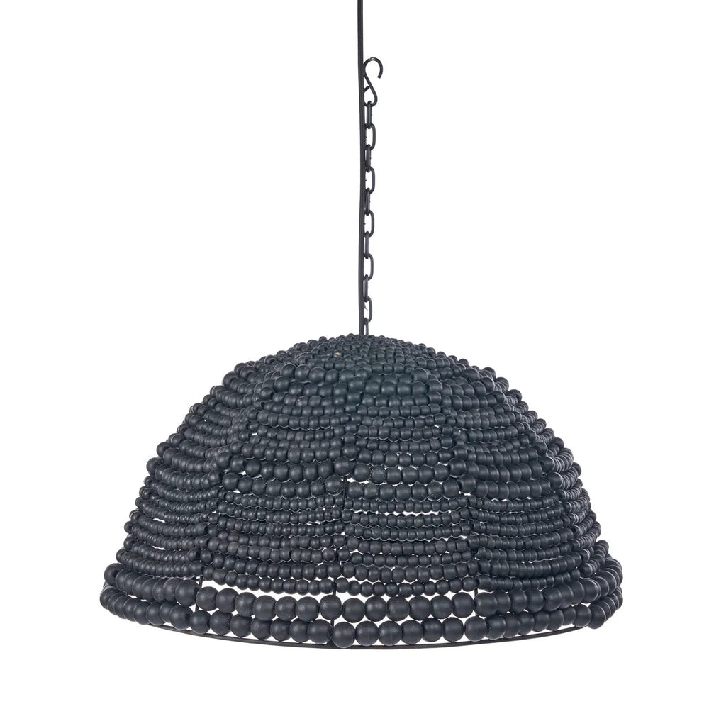 Suspension dôme en perles de bois noir mat Ø48 cm
