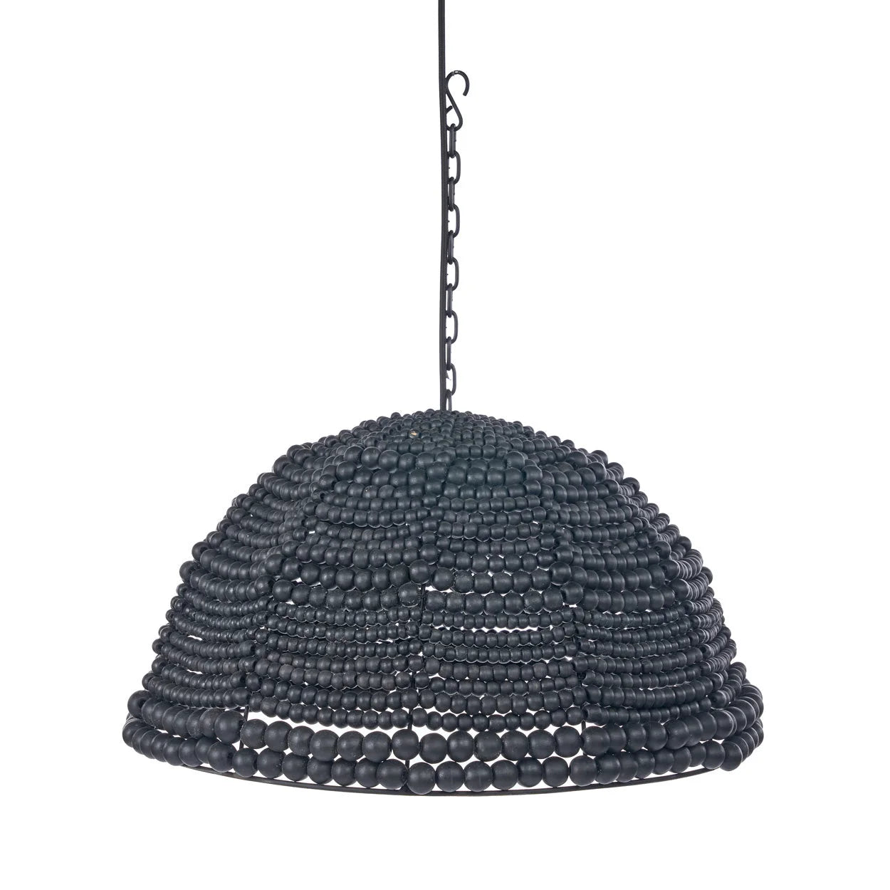 Suspension dôme en perles de bois noir mat Ø48 cm