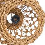 Abat-jour naturel en feuille de bananier ajourée tressée Ø35 cm