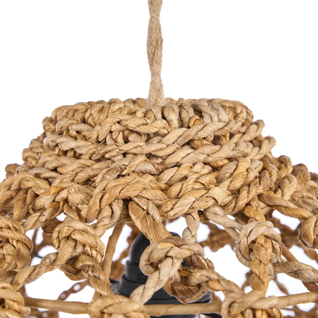 Suspension en feuille de bananier ajourée naturelle Ø35 cm en fibres beiges et tan