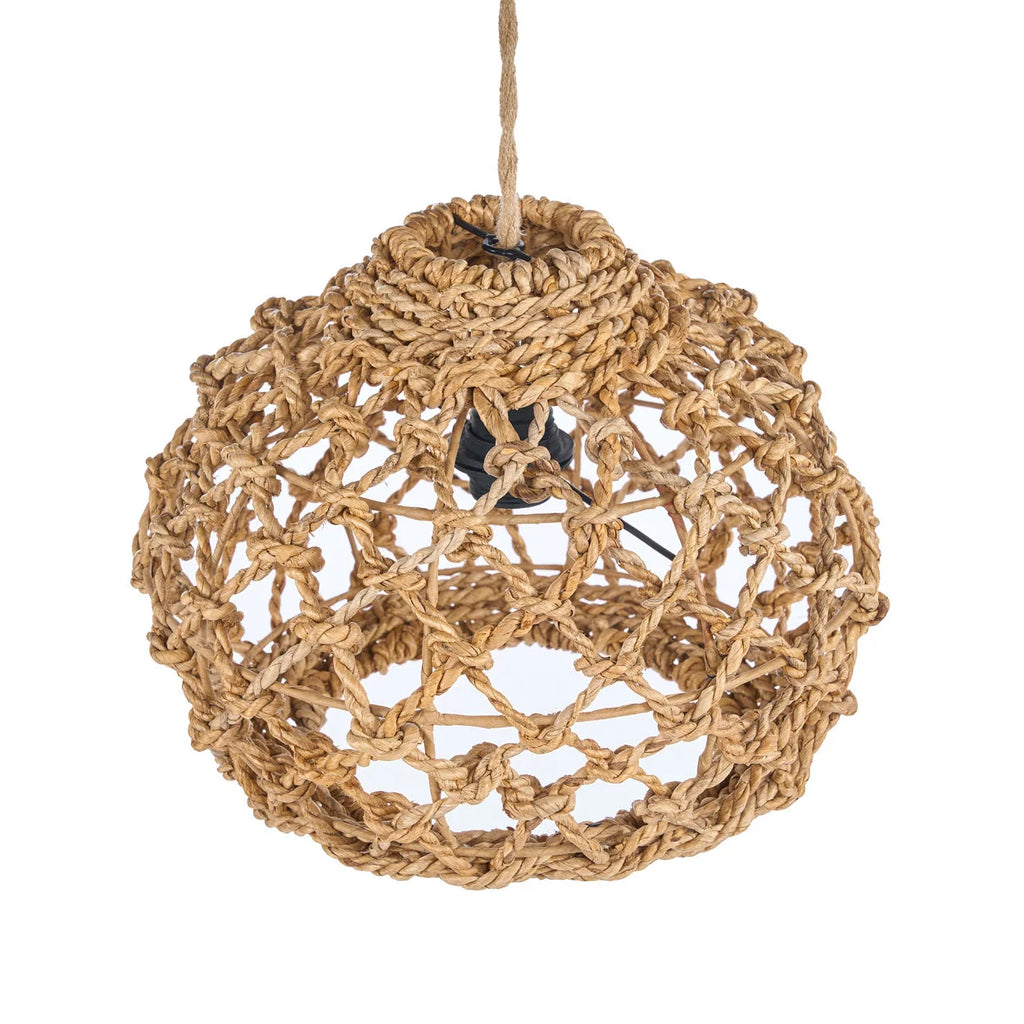 Suspension ajourée en feuille de bananier naturelle Ø35 cm texturée sphérique