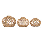 Trois lanternes en feuille de bananier ajourée naturelle Ø35 cm