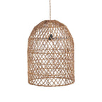 Luminaire en suspension en feuille de bananier tressée, forme de dôme naturelle