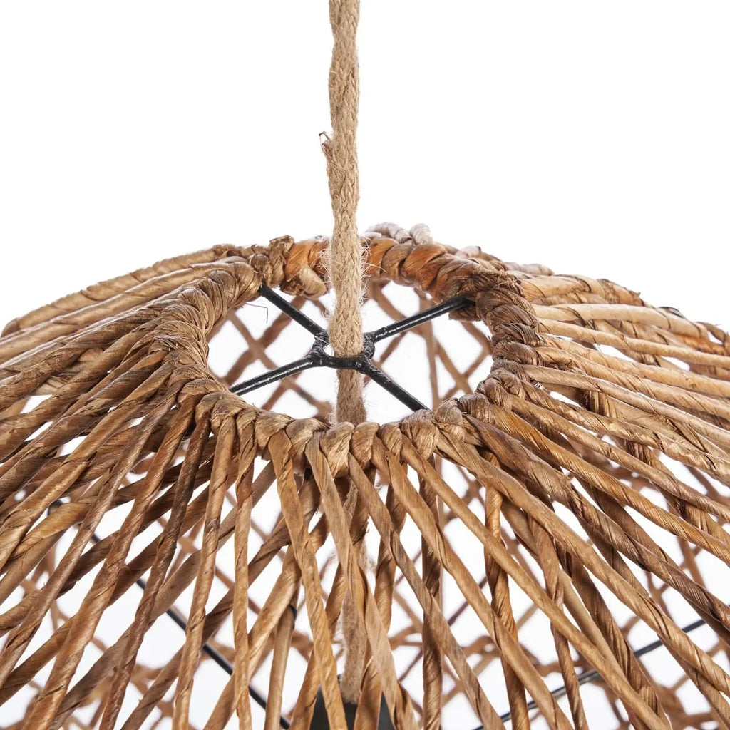 Lampe suspendue en feuille de bananier tressée de 20 cm naturelle
