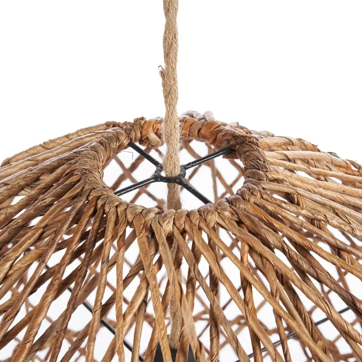 Lampe suspendue en feuille de bananier tressée de 20 cm naturelle