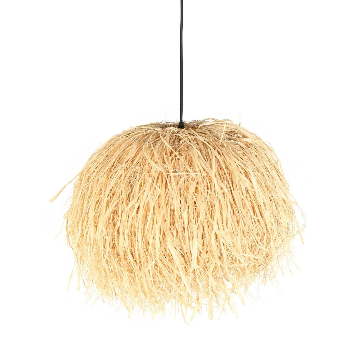 Suspension en fibres naturelles beige frangée Ø53 cm en paille dorée