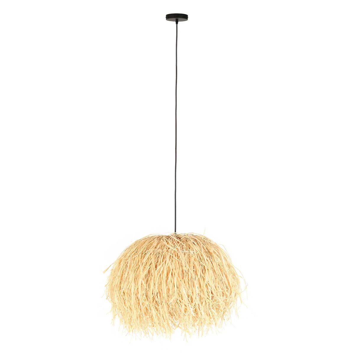 Suspension en fibres naturelles beige frangée Ø53 cm fluffy