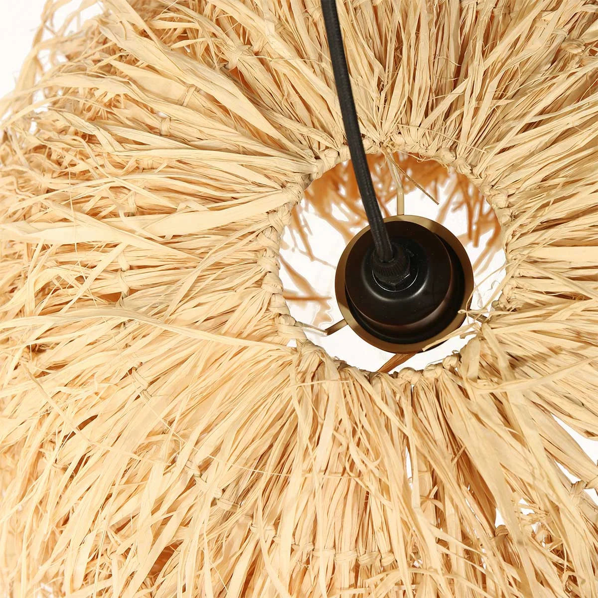 Suspension en fibres naturelles beige frangée Ø53 cm