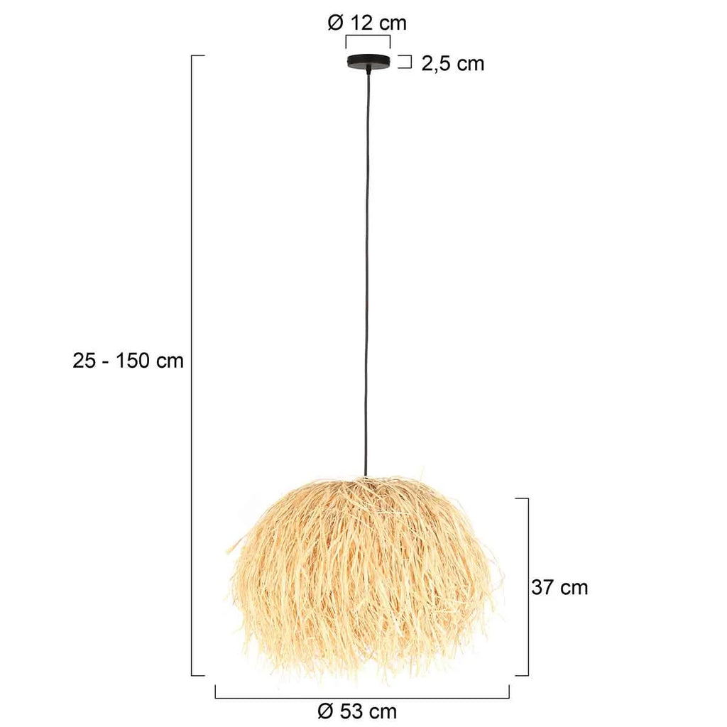 Suspension en fibres naturelles beige frangé Ø53 cm