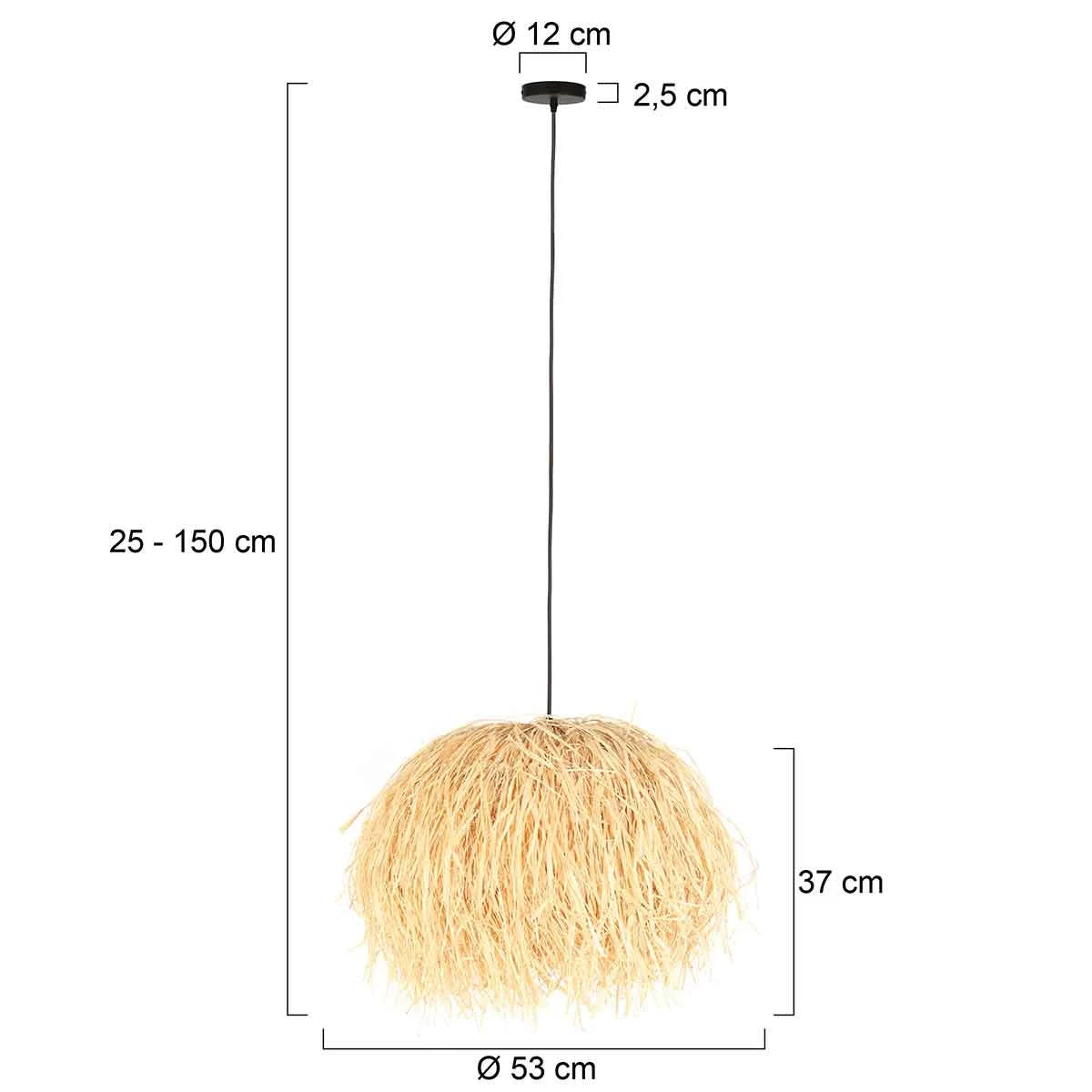 Suspension en fibres naturelles beige frangé Ø53 cm