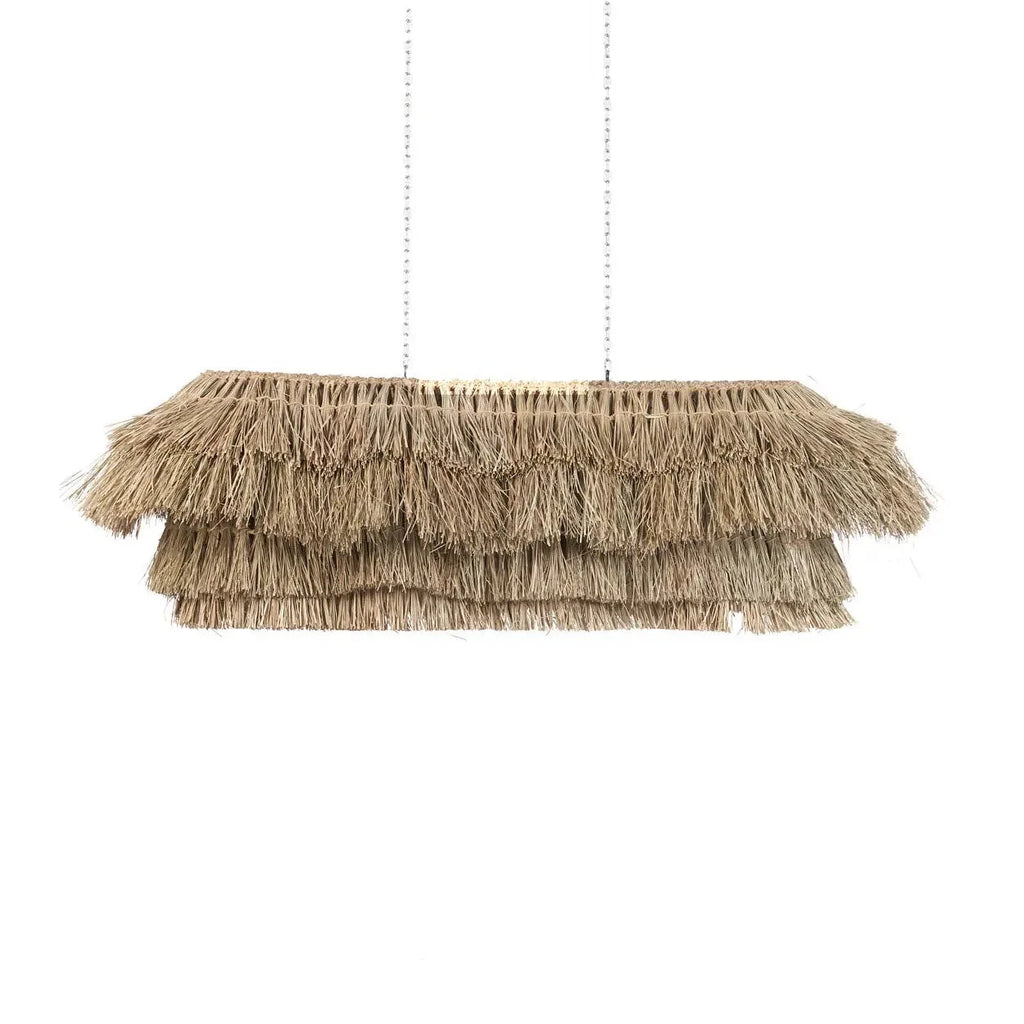 Suspension frangée en fibres naturelles beige paille 140x60 cm texturée