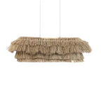 Suspension frangée en fibres naturelles beige paille 140x60 cm texturée
