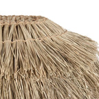 Suspension frangée beige en paille naturelle 140x60 cm à franges et anneaux