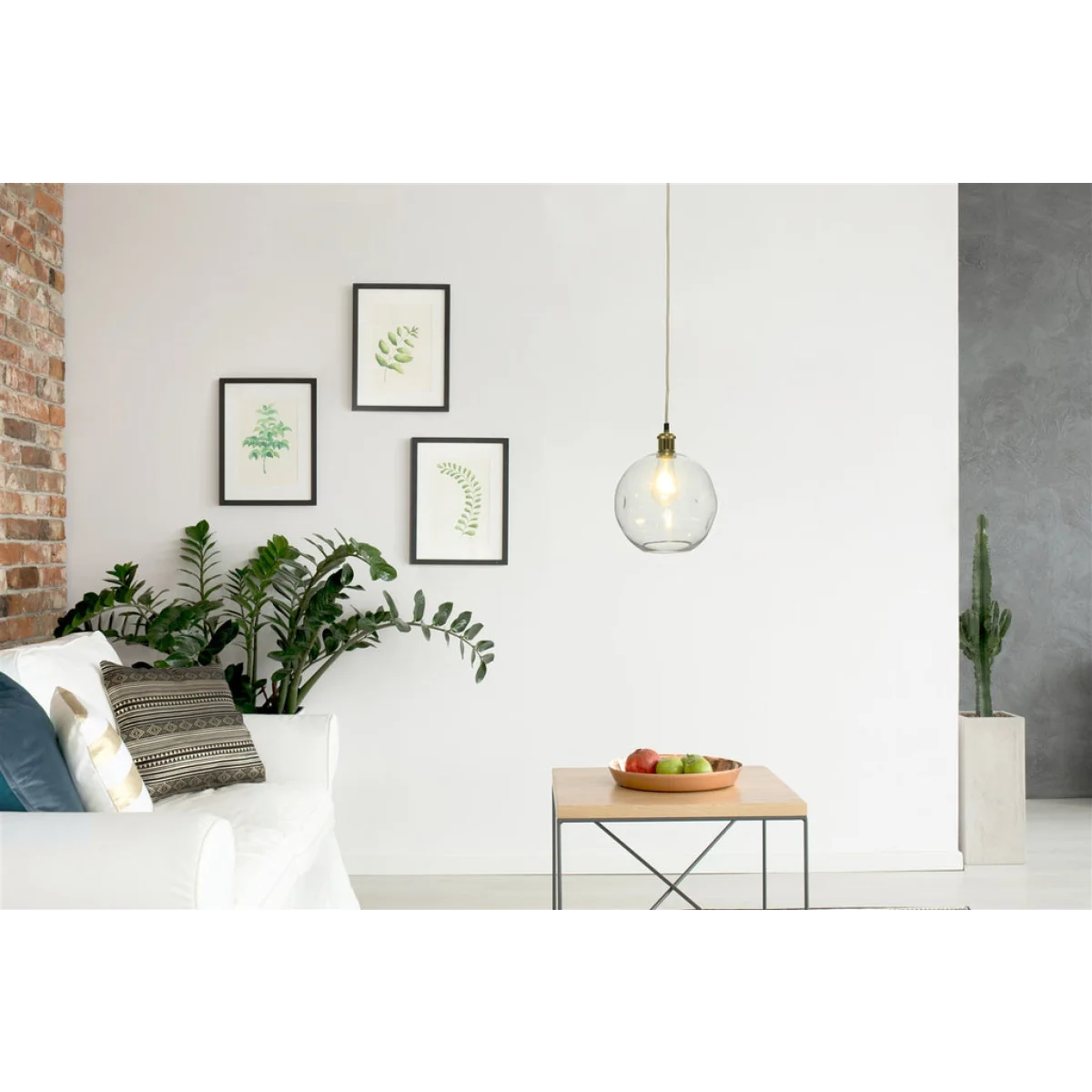 Suspension en verre sphérique claire avec fixation en laiton pour Hängelampe Natalie 100 Klar