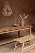 Suspension goutte en perles de bois naturelles beige H73 cm