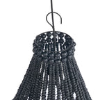 Lustre goutte en perles de bois noir ajouré Ø40 cm avec crochet métallique