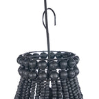Lustre goutte en perles de bois noir ajouré Ø40 cm avec crochet métallique
