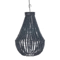 Lustre goutte en perles de bois noir ajouré Ø40 cm