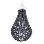 Lustre goutte en perles de bois noir ajourées, Ø40 cm, design cascadant