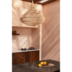 Suspension goutte XL en rotin naturel 110 cm