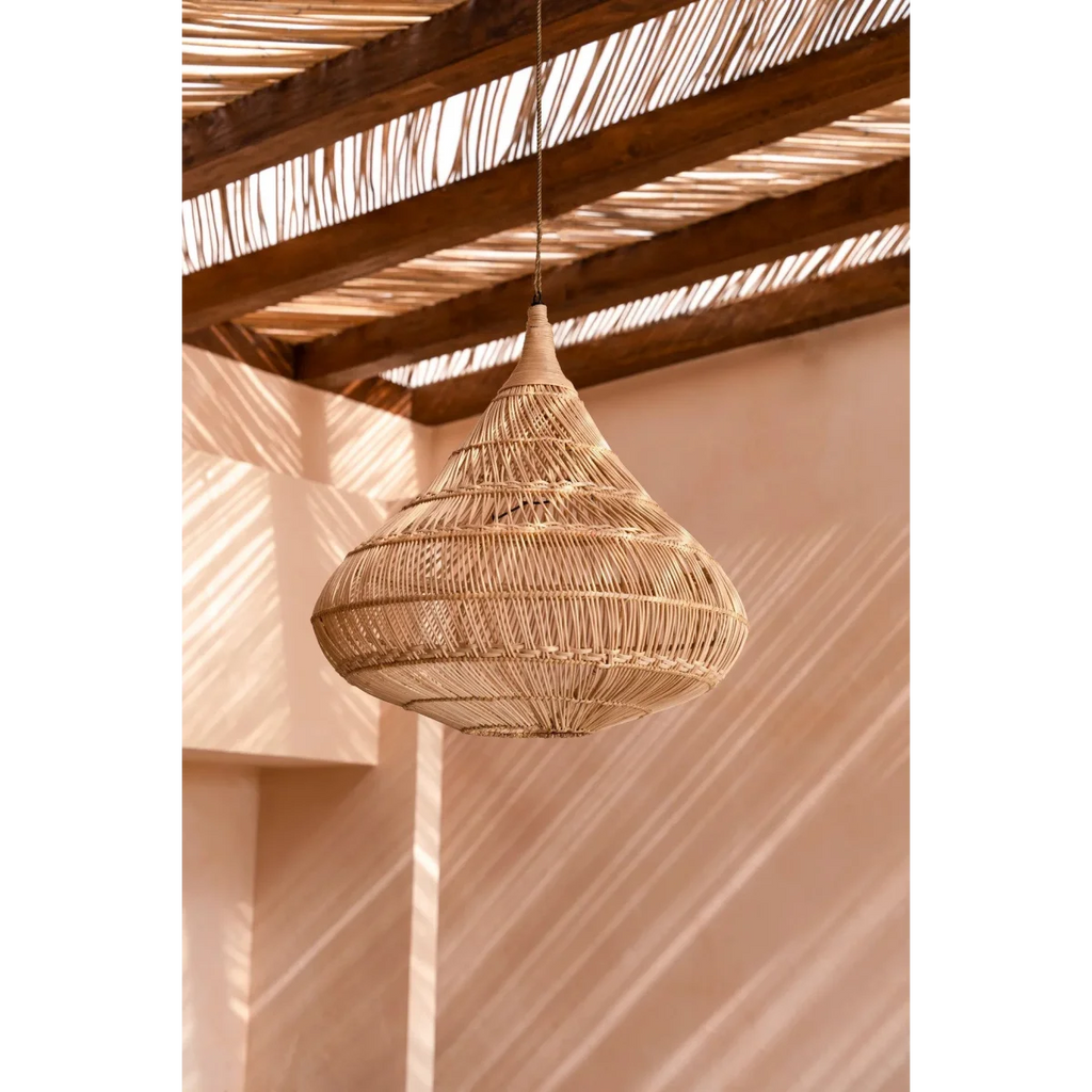 Suspension goutte XL en rotin naturel 110 cm