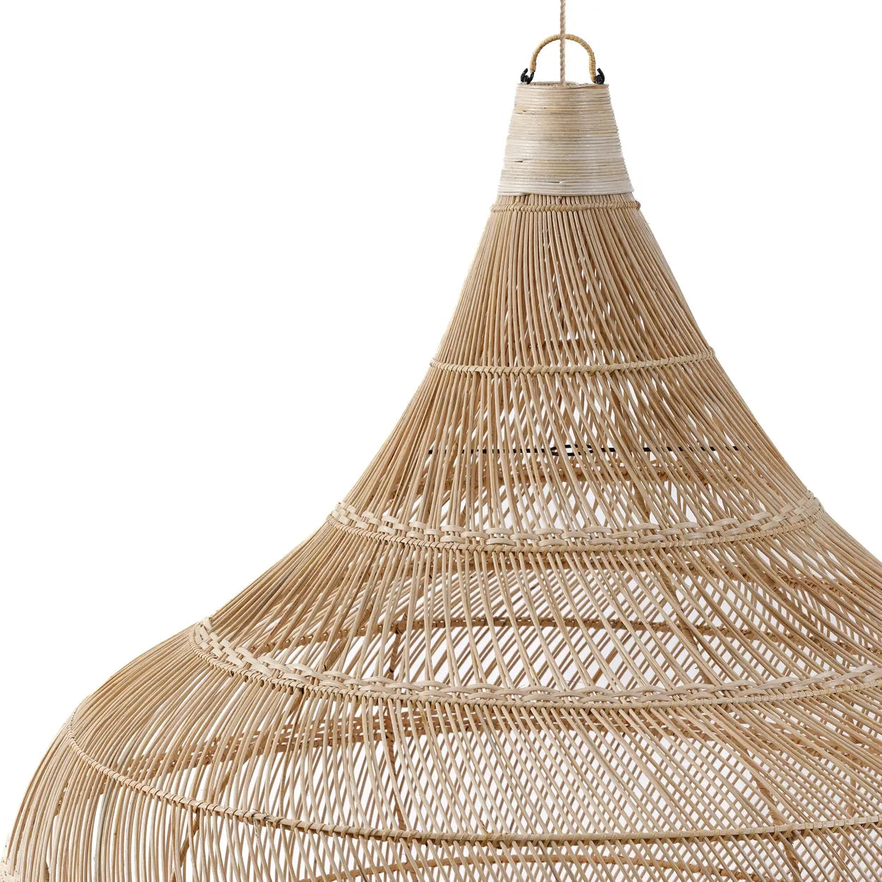 Suspension goutte XL en rotin naturel, luminaire en osier tissé pour décoration intérieure