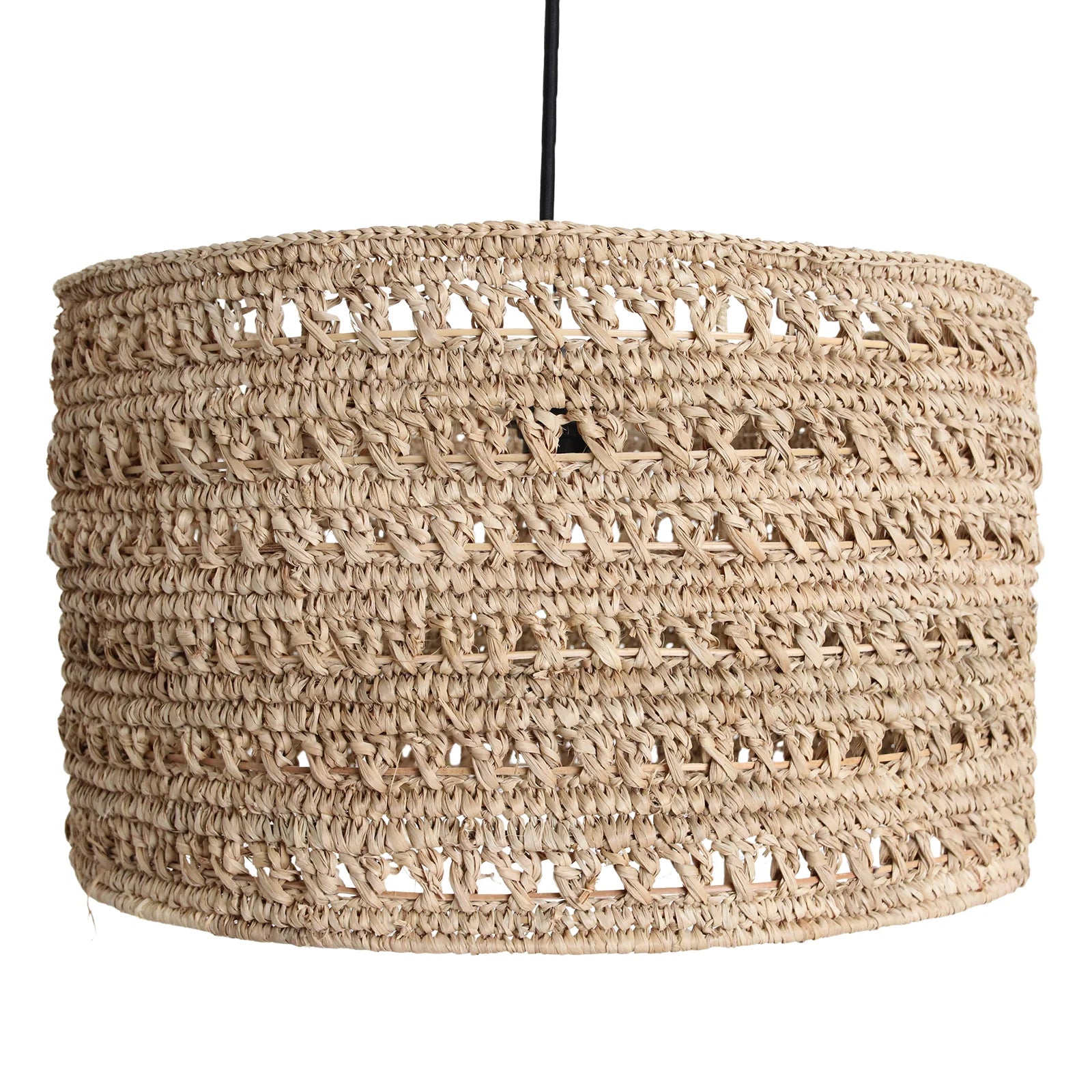 Abat-jour en herbe marine tressée beige sable ajouré Ø50 cm