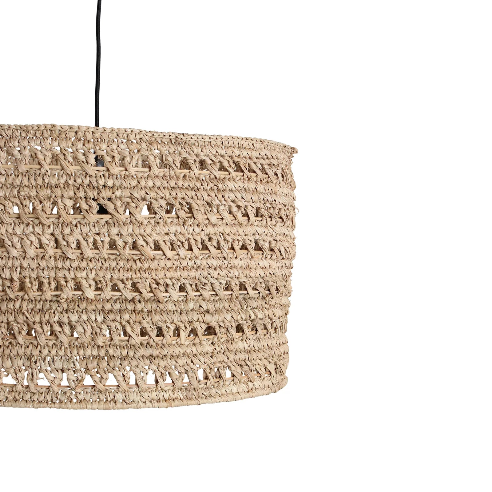 Suspension en herbe marine tressée beige sable ajourée Ø50 cm