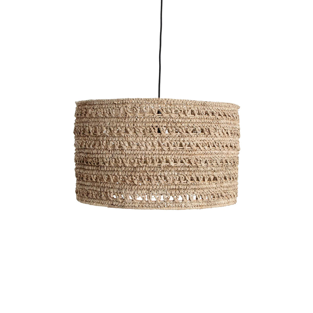 Suspension en herbe marine tressée beige sable ajourée Ø50 cm