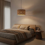 Suspension en herbe marine tressée beige sable ajourée Ø50 cm