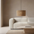 Suspension en herbe marine tressée beige sable ajourée Ø50 cm