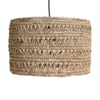 Suspension en herbe marine tressée naturelle beige, Ø40 cm, câble noir