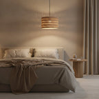 Suspension en herbe marine tressée naturelle, Ø40 cm, lumière chaude