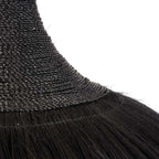 Suspension en herbe noire tressée avec franges bohèmes Ø100 cm