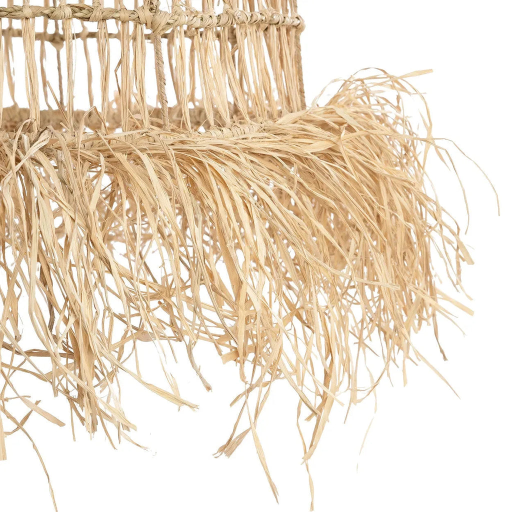 Suspension en herbe tressée forme cloche avec franges – Ø60 cm