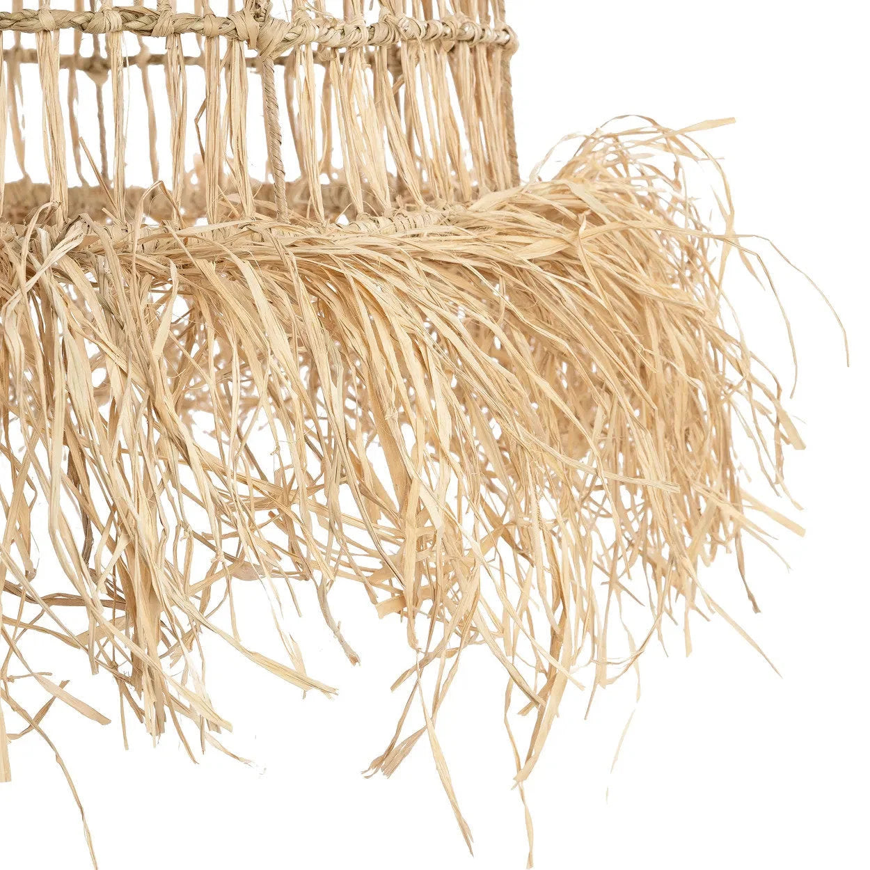 Suspension en herbe tressée forme cloche avec franges – Ø60 cm