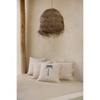 Suspension en herbe tressée naturelle ronde avec bords effilochés, diamètre 50 cm