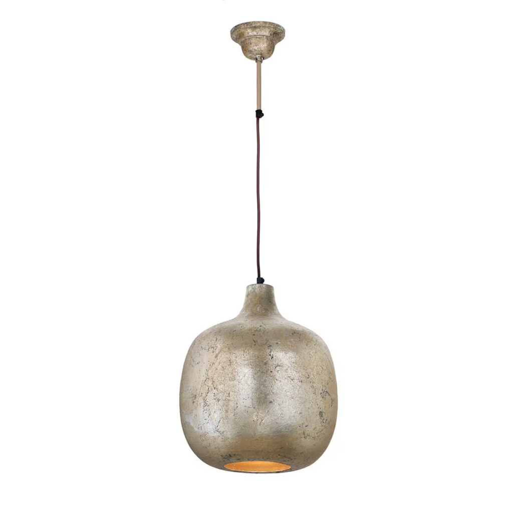 Suspension en métal martelé avec abat-jour en forme de cloche Hängelampe Mican 100 Hellbronze