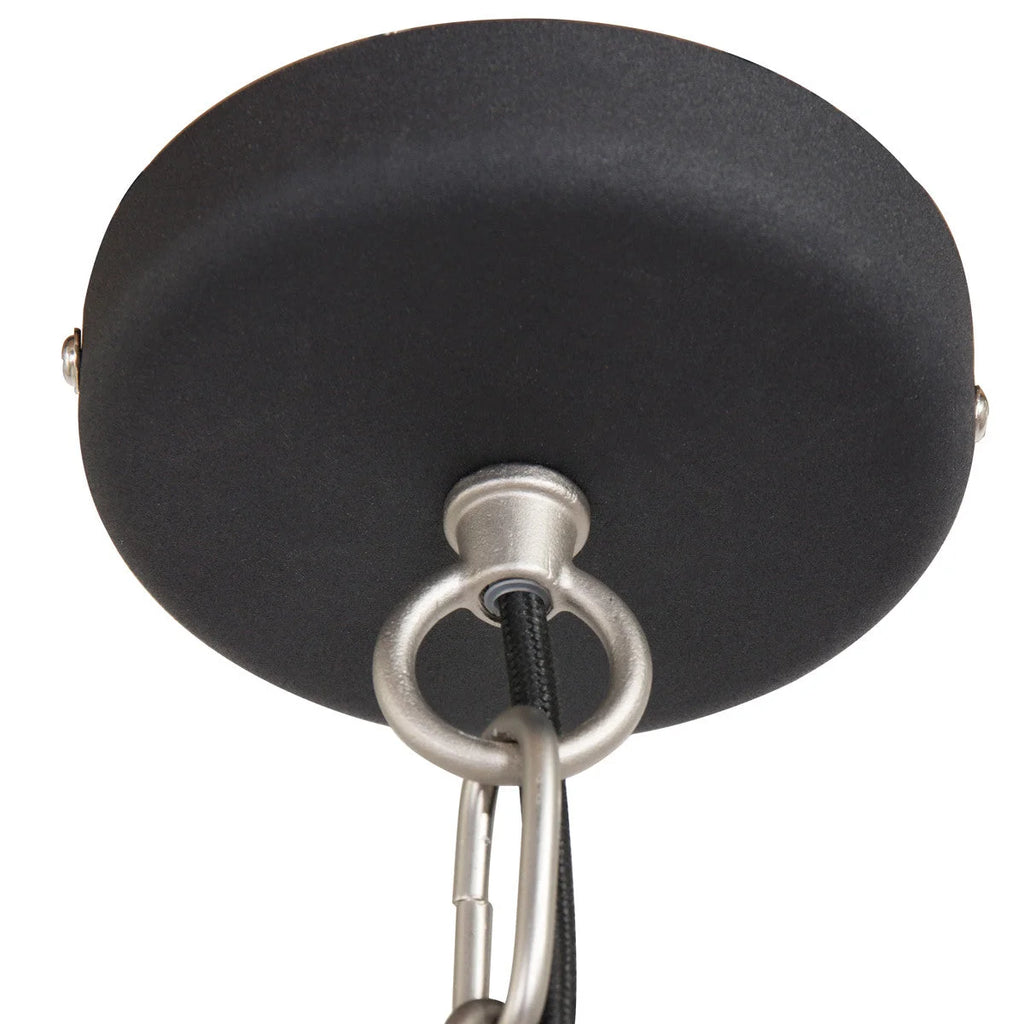 Canopy noir en métal avec hardware argenté pour suspension industrielle en verre strié
