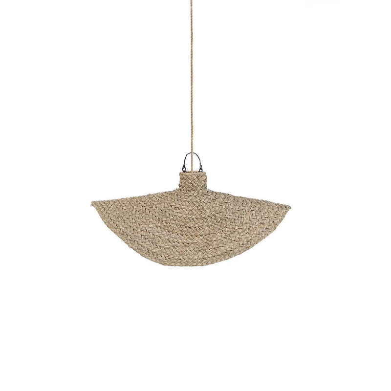 Suspension en jacinthe d'eau tressée forme organique beige – Ø60 cm