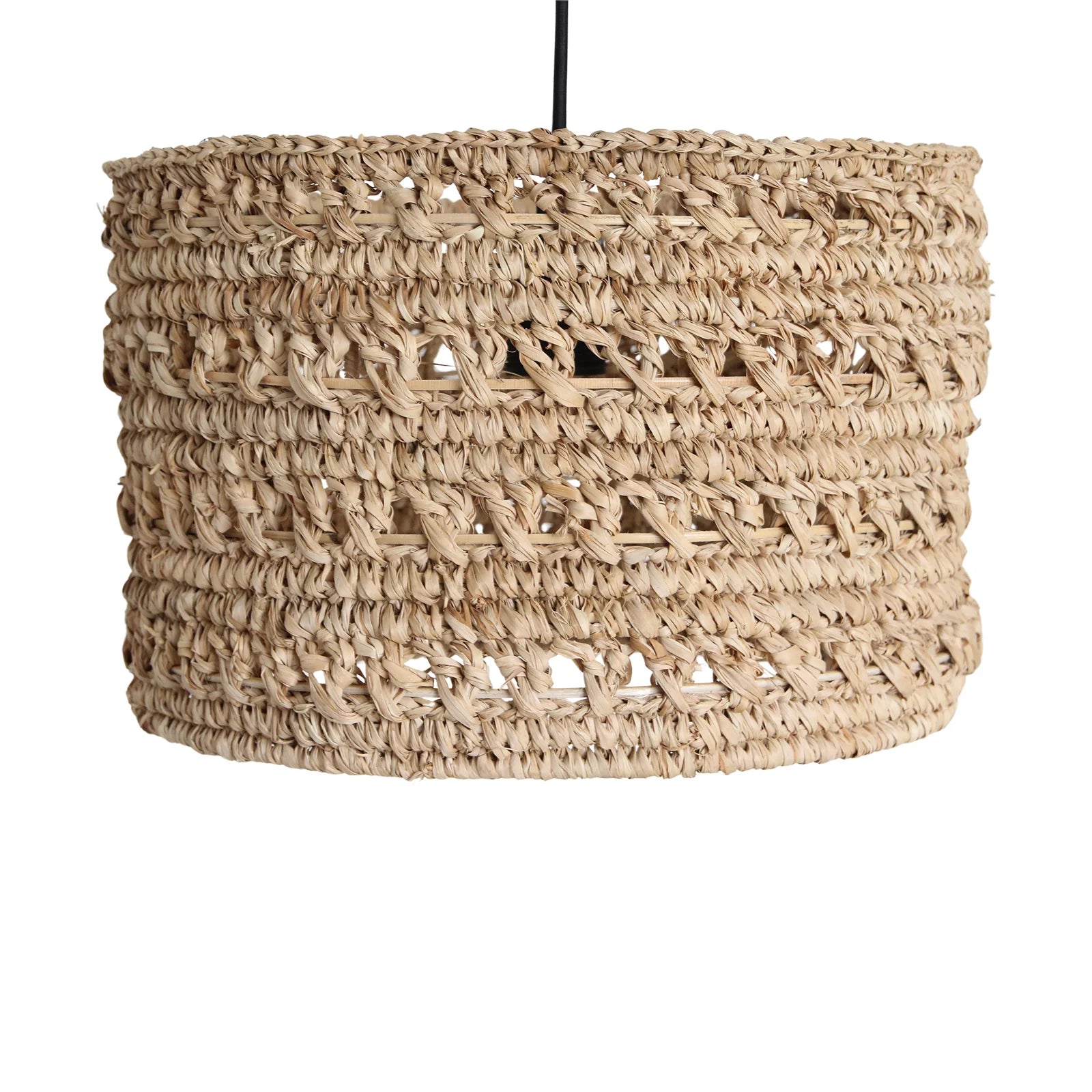 Suspension en jonc de mer tressé naturel cylindrique beige Ø30 cm