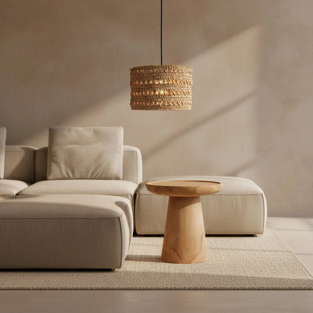 Suspension en jonc de mer tressé naturel cylindrique Ø30 cm