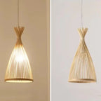 Suspension lanterne en bambou naturel seule